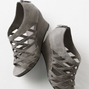 Eileen Fisher Suede Cage Wedges in Grey